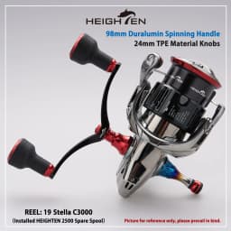 HEIGHTEN 98mm Spinning Reel Handle with TPE Knobs for Shimano Stradic Daiwa Airity Spinning Reel