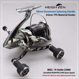 HEIGHTEN 98mm Spinning Reel Handle with TPE Knobs for Shimano Stradic Daiwa Airity Spinning Reel