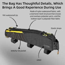 Rhinowalk Bike Top Tube Bag 1.2L/2.1L Water-Resistant Cycling Storage Luggage For MTB&Road Bike Packing Fit Larger Frame Length