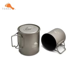 TOAKS Titanium 750ml Pot and 450ml Cup (Ultralight Version) Set Titanium Outdoor Tableware Camping Mug Pot