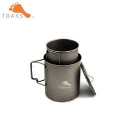 TOAKS Titanium 750ml Pot and 450ml Cup (Ultralight Version) Set Titanium Outdoor Tableware Camping Mug Pot