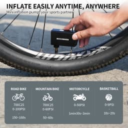 BSCOBBER Bike Accessories Electric Portable Air Pump Tyre Inflator Emergency Lamp 100PSI MTB Road Bike Powerbank