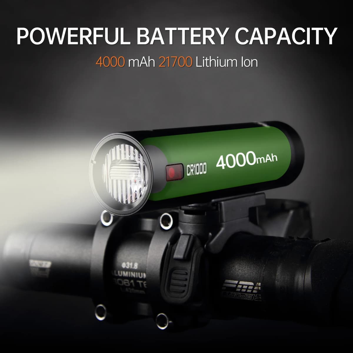 RAVEMEN CR1000 Bike Head Light Rechargeable 4000mAH Remote Bicycle Front Lamp Anti-Glare T-Shaped With AUB01 Upside-down Mount