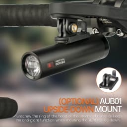 RAVEMEN CR1000 Bike Head Light Rechargeable 4000mAH Remote Bicycle Front Lamp Anti-Glare T-Shaped With AUB01 Upside-down Mount