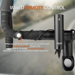 RAVEMEN CR1000 Bike Head Light Rechargeable 4000mAH Remote Bicycle Front Lamp Anti-Glare T-Shaped With AUB01 Upside-down Mount