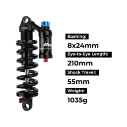 BOLANY Mountain Bike Rear Absorber 550lbs Spring Suspension Motorcycle Shock DH MTB Bicycle Rear Shock 190/210/230/240/250/265mm