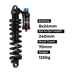 BOLANY Mountain Bike Rear Absorber 550lbs Spring Suspension Motorcycle Shock DH MTB Bicycle Rear Shock 190/210/230/240/250/265mm