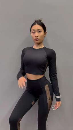 Autumn Women's Fitness Yoga Sport Top Long-Sleeved With Chest Pads Sexy Fishing Net Hollow Out Splicing Tight Slim High Elastic