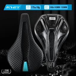 RYET Carbon Saddle MTB Gravel Road Bike 175g 3D Printed Seat 7x9mm Cycling Cushion 143/155MM For Racing Bicycle Seating Parts