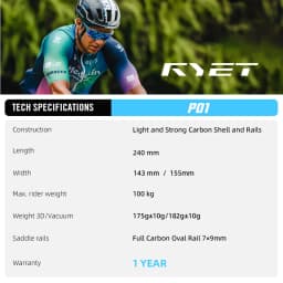RYET Carbon Saddle MTB Gravel Road Bike 175g 3D Printed Seat 7x9mm Cycling Cushion 143/155MM For Racing Bicycle Seating Parts