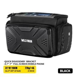 WILD MAN MTB Front Bicycle Bag – EVA Hard Shell Large Capacity Storage Pouch | PU+EVA/TPU+Polyester | Waterproof Zipper