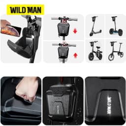 WILD MAN MTB Front Bicycle Bag – EVA Hard Shell Large Capacity Storage Pouch | PU+EVA/TPU+Polyester | Waterproof Zipper