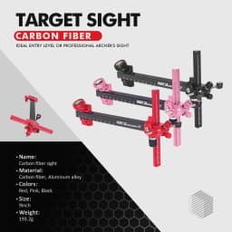 Archery Recurve Bow Sight (carbon style)  9inch T Shape Target Sight For Shooting Hunting Accessories Right Hand Black/Pink/Red