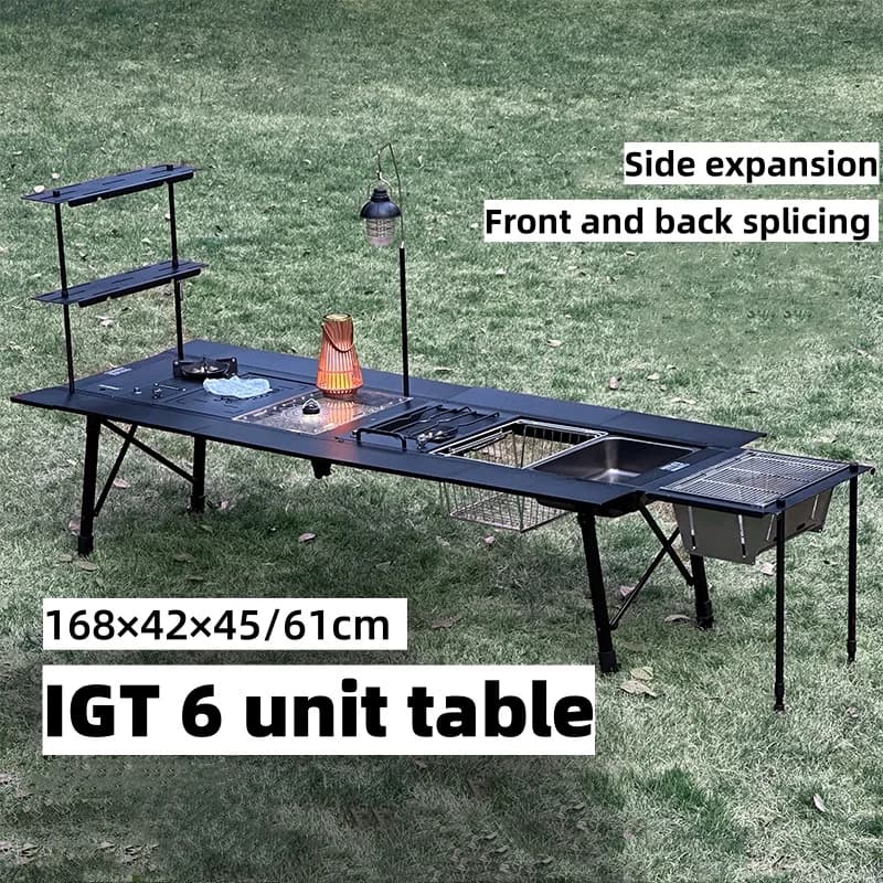 Tryhomy Outdoor Camping IGT Table IGT 6 Unit Table Portable Aluminum Alloy Ultralight Fold Camping Desk BBQ Picnic IGT Table New