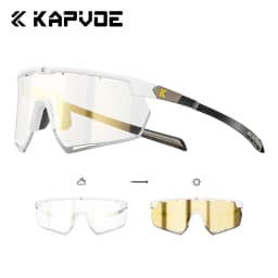 Kapvoe Lightweight Photochromic Sunglasses Real Carbon Fiber Cycling Glasses for Men UV400 MTB Bike Bicycle Sports Eyewear