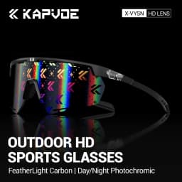 Kapvoe Lightweight Photochromic Sunglasses Real Carbon Fiber Cycling Glasses for Men UV400 MTB Bike Bicycle Sports Eyewear