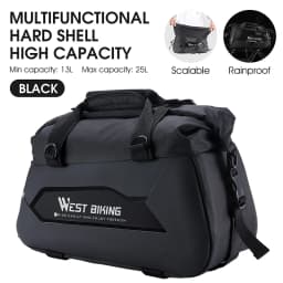 WEST BIKING Waterproof Expandable Bike Pannier Bag Hard Shell Bicycle Rear Rack Trunk Bag with Shoulder Strap for MTB Cycling