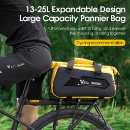 WEST BIKING Waterproof Expandable Bike Pannier Bag Hard Shell Bicycle Rear Rack Trunk Bag with Shoulder Strap for MTB Cycling