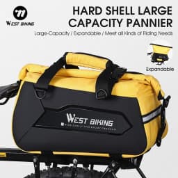 WEST BIKING Waterproof Expandable Bike Pannier Bag Hard Shell Bicycle Rear Rack Trunk Bag with Shoulder Strap for MTB Cycling