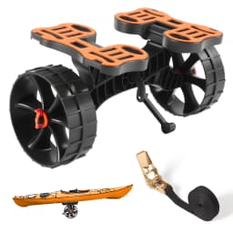 SucceBuy 300 lbs Kayak Cart Foldable Canoe Trolley with 10in Solid Rubber Tires & Ratchet Strap for Carrying Paddleboards Boats