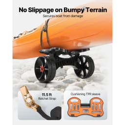 SucceBuy 300 lbs Kayak Cart Foldable Canoe Trolley with 10in Solid Rubber Tires & Ratchet Strap for Carrying Paddleboards Boats