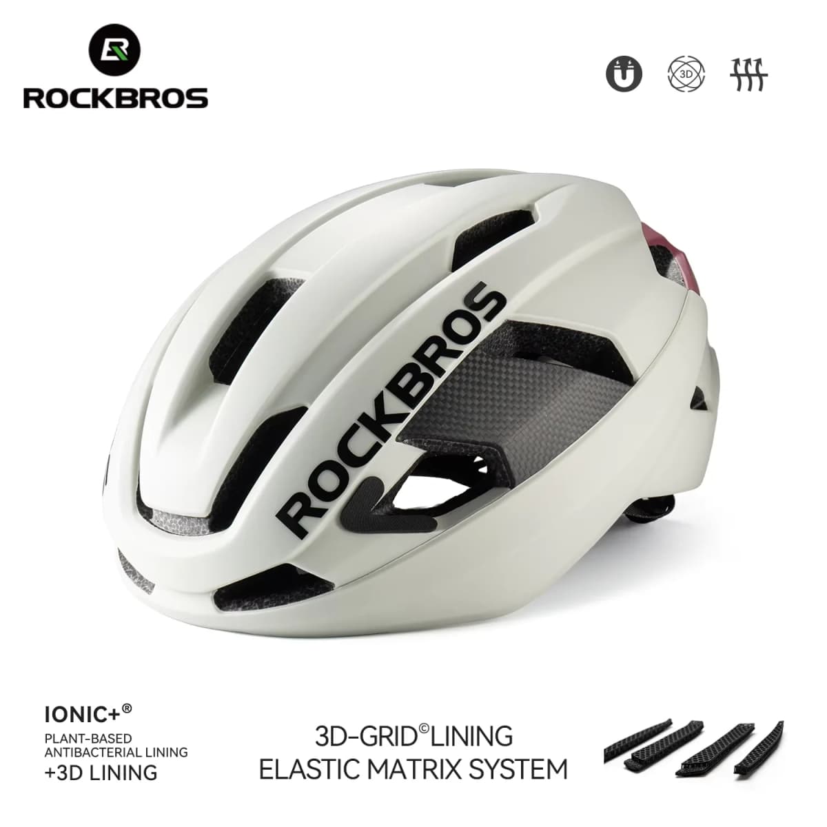 ROCKBROS Carbon Fiber Bicycle Helmet Composite Safe Cycling Helmet Men Women Intergrally-Molded High-Density Foaming Bike Helmet