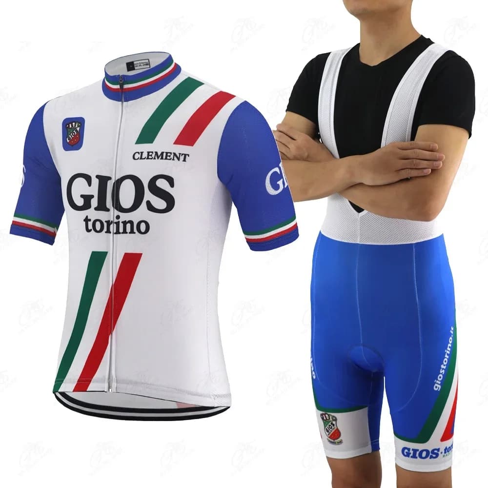 GIOS TEAM Retro Classic Cycling Jerseys Set Racing Bicycle Summer Short Sleeve Clothing Kit Maillot Ropa Ciclismo