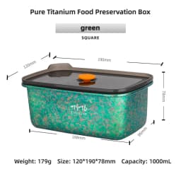 TiTo Titanium Pure Titanium 1000ml Freshness Preservation Box Multi-Specification Lunch Box Portable Household Outdoor Portable