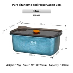 TiTo Titanium Pure Titanium 1000ml Freshness Preservation Box Multi-Specification Lunch Box Portable Household Outdoor Portable