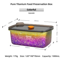 TiTo Titanium Pure Titanium 1000ml Freshness Preservation Box Multi-Specification Lunch Box Portable Household Outdoor Portable