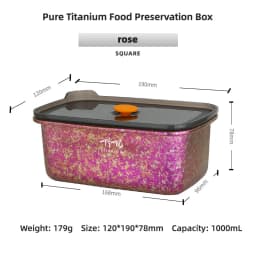 TiTo Titanium Pure Titanium 1000ml Freshness Preservation Box Multi-Specification Lunch Box Portable Household Outdoor Portable