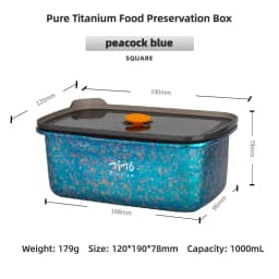TiTo Titanium Pure Titanium 1000ml Freshness Preservation Box Multi-Specification Lunch Box Portable Household Outdoor Portable