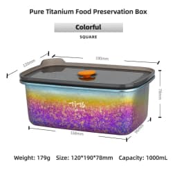 TiTo Titanium Pure Titanium 1000ml Freshness Preservation Box Multi-Specification Lunch Box Portable Household Outdoor Portable