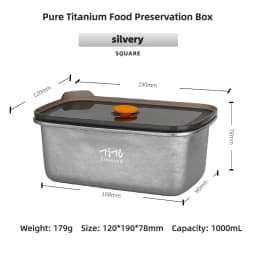 TiTo Titanium Pure Titanium 1000ml Freshness Preservation Box Multi-Specification Lunch Box Portable Household Outdoor Portable