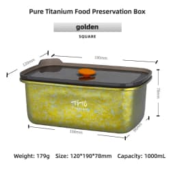TiTo Titanium Pure Titanium 1000ml Freshness Preservation Box Multi-Specification Lunch Box Portable Household Outdoor Portable