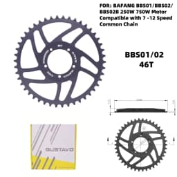 GUSTAVO Electric Bike Chain Wheel Chainring Blade for BAFANG BBS01 BBS02 Mid Drive Motor Sprocket 36/38/40/42/44/46/48/52T