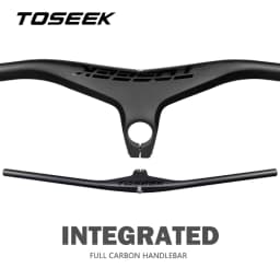 TOSEEK Handlebars MTB Bicycle Integrated Handlebar and Stem -17 Degrees Carbon Fibre Handle Bar Mountain Bike Parts 28.6mm