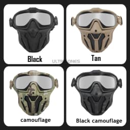 Tactical Full Face Mask Anti-fog Fan Shooting Safety Protective Equipment Hunting Airsoft Paintball Detachable Goggles Masks Set