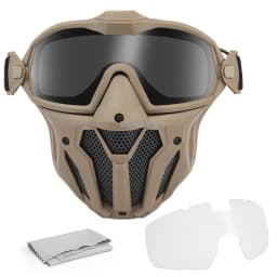 Tactical Full Face Mask Anti-fog Fan Shooting Safety Protective Equipment Hunting Airsoft Paintball Detachable Goggles Masks Set