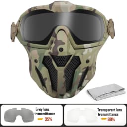 Tactical Full Face Mask Anti-fog Fan Shooting Safety Protective Equipment Hunting Airsoft Paintball Detachable Goggles Masks Set