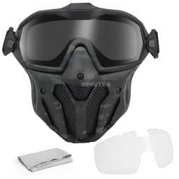Tactical Full Face Mask Anti-fog Fan Shooting Safety Protective Equipment Hunting Airsoft Paintball Detachable Goggles Masks Set