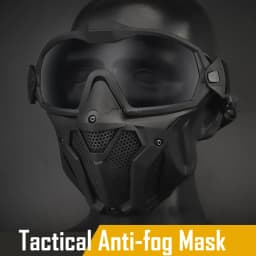 Tactical Full Face Mask Anti-fog Fan Shooting Safety Protective Equipment Hunting Airsoft Paintball Detachable Goggles Masks Set