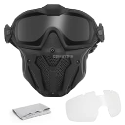 Tactical Full Face Mask Anti-fog Fan Shooting Safety Protective Equipment Hunting Airsoft Paintball Detachable Goggles Masks Set