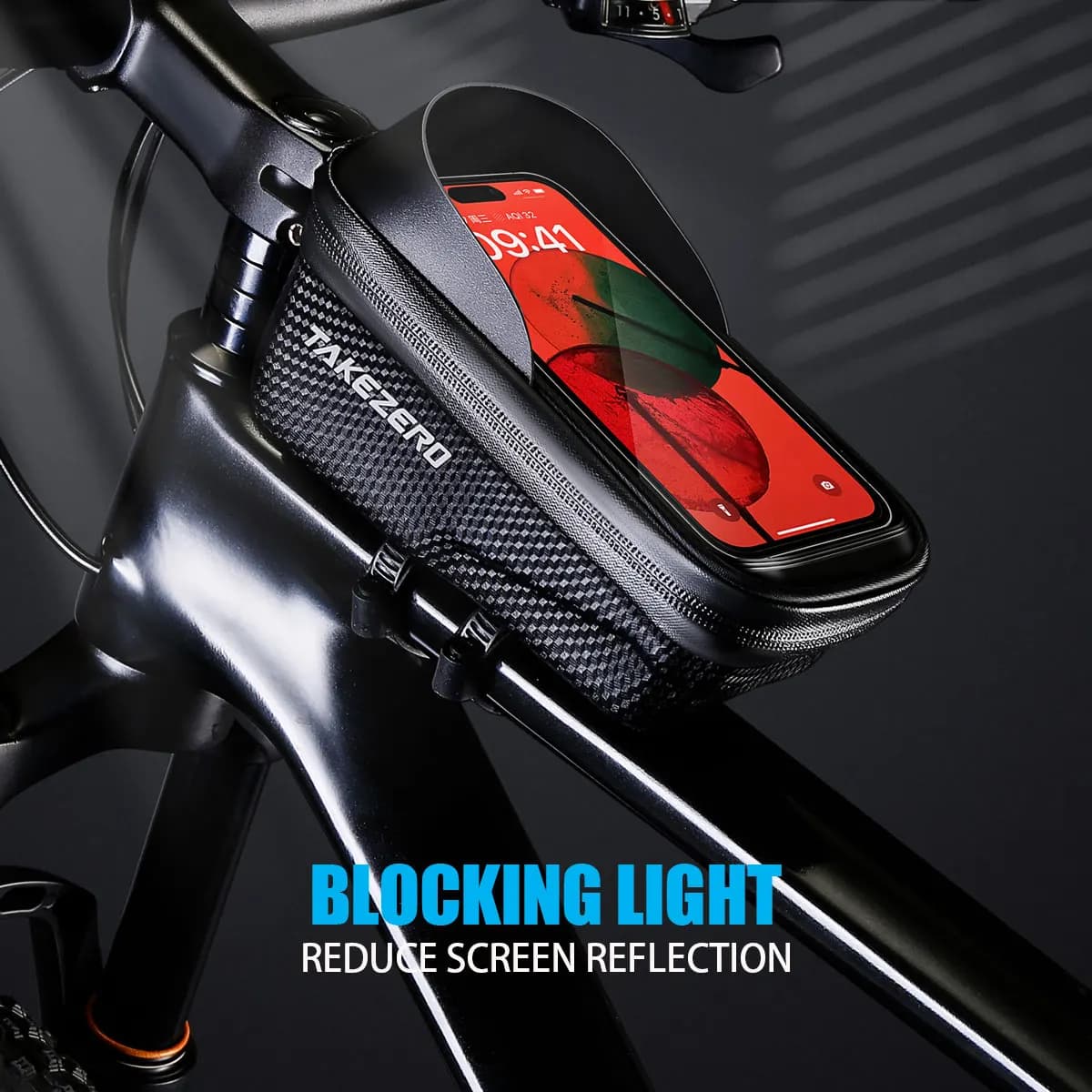 TAKEZERO A2X Large-capacity Road and Mountain Bike Touchscreen Phone Hard-shell Bag, Cycling Storage Quick-release Top Tube Bag
