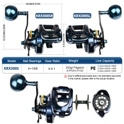 PROBEROS Baitcasting Reel 6.5:1 Gear Ratio 6+1BB 20kg/44lb Drag 243/245g Metal Body Cast Drum Wheel Saltwater Fishing Reel Pesca