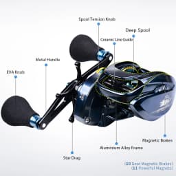 PROBEROS Baitcasting Reel 6.5:1 Gear Ratio 6+1BB 20kg/44lb Drag 243/245g Metal Body Cast Drum Wheel Saltwater Fishing Reel Pesca