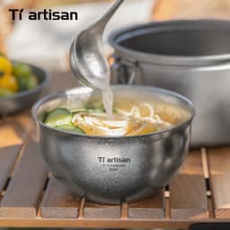 Tiartisan Pure Titanium Ultralight Camping Bowl 850ml Double Layer Non-Scalded Soup Bowl Outdoor Picnic Portable Food Container