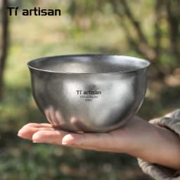 Tiartisan Pure Titanium Ultralight Camping Bowl 850ml Double Layer Non-Scalded Soup Bowl Outdoor Picnic Portable Food Container