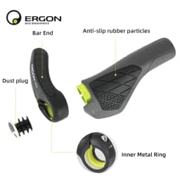ERGON GS3 Bicycle Handlebar Grip Anti-slip Rubber Grips MTB Cycling Handle Grips Bike Bar End Adjustable Mount Hand Covers 5Nm