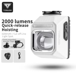 TOSUOD Bicycle Headlight 2000 Lumens 3200mAh Power Type-C Charging Bike LED Flashlight Waterproof 6 Modes Cycling Headlight